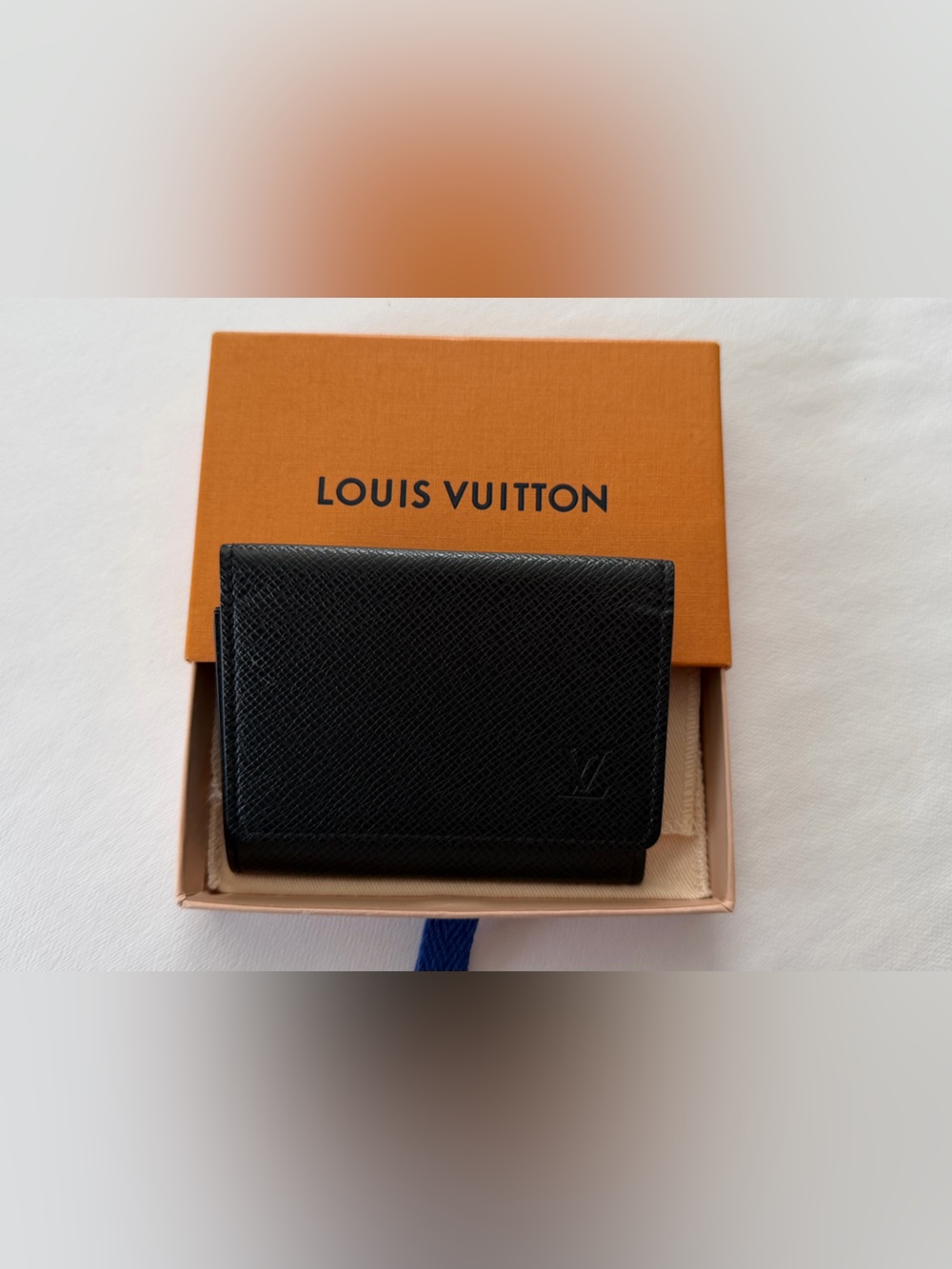 Louis Vuitton Taiga Card Holder Black Made in France Complete Set
